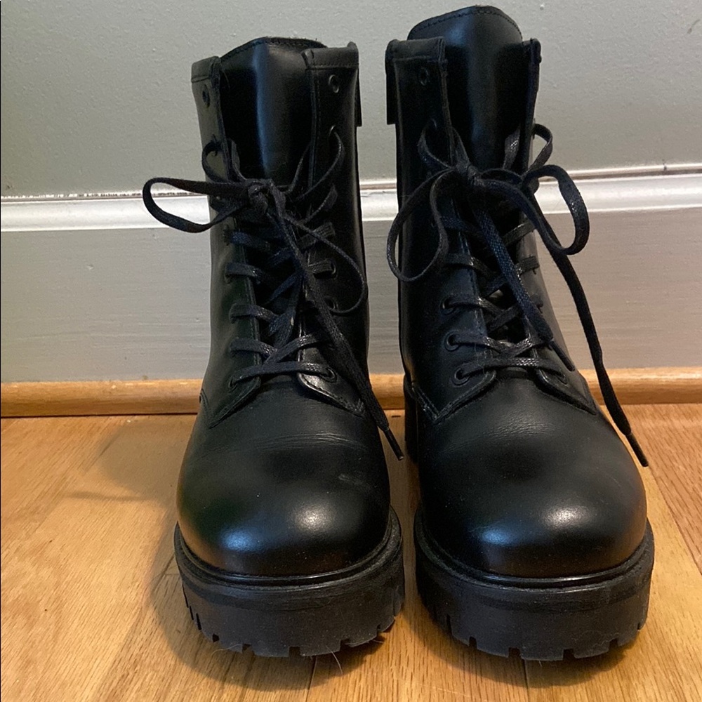 Black Women's Lace-Up Boots - never worn!